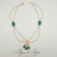 Collier- Chaine, Strass - Vert