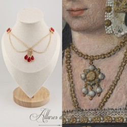Collier- Chaine, Strass - Rouge