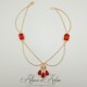 Collier- Chaine, Strass - Rouge