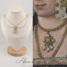 Collier- Chaine, Strass - Blanc