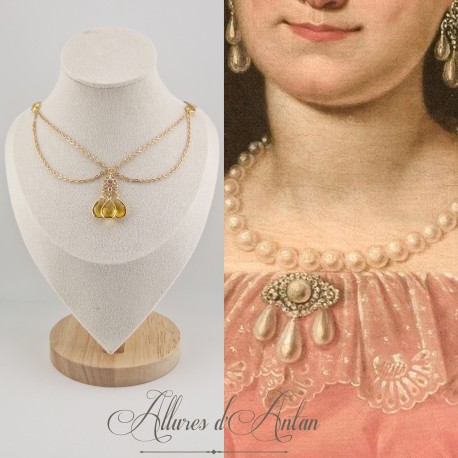 Collier- Chaine, Strass - Jaune