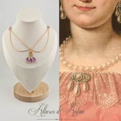 Collier- Chaine, Strass - Mauve