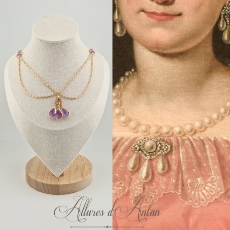 Collier- Chaine, Strass - Mauve