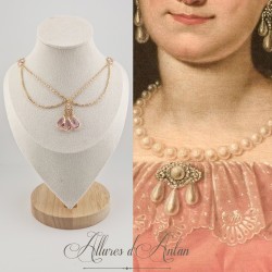 Collier- Chaine, Strass - Rose