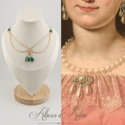 Collier- Chaine, Strass - Vert