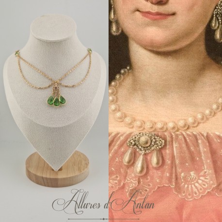 Collier- Chaine, Strass - Vert Clair