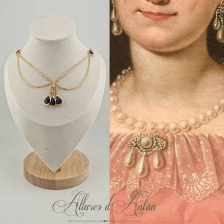 Collier- Chaine, Strass - Violet