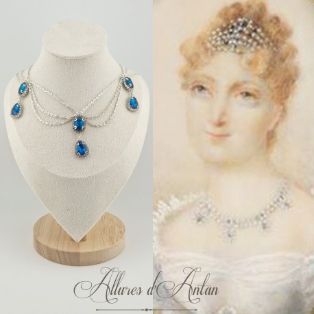 Collier Chaine et Strass - Bleu