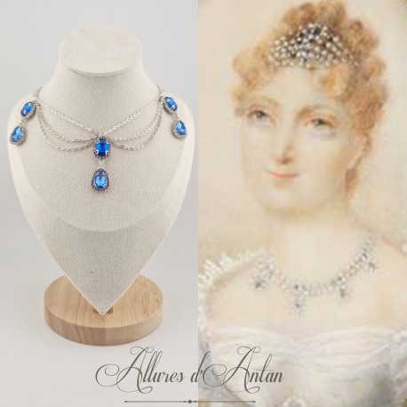Collier Chaine et Strass - Bleu