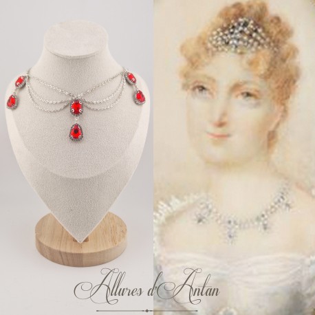 Collier Chaine et Strass - Rouge