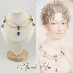Collier Chaine et Strass - Bleu