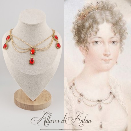 Collier Chaine et Strass - Rouge
