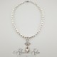 Collier Perles et Strass - BLANC