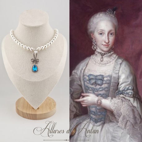 Collier Perles et Strass - Bleu