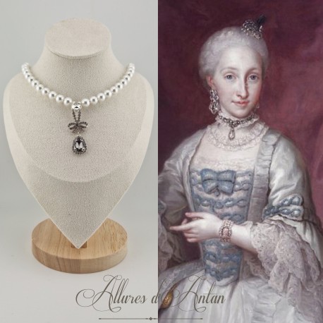 Collier Perles et Strass - Gris