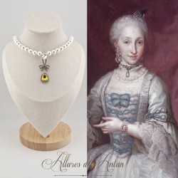 Collier Perles et Strass - Jaune