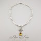 Collier Perles et Strass - Jaune