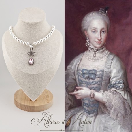 Collier Perles et Strass - Rose