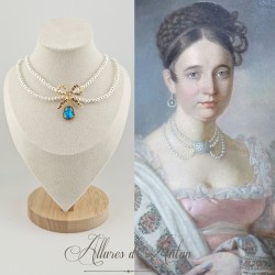 Collier Perles et Strass - Bleu