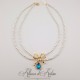Collier Perles et Strass - Bleu