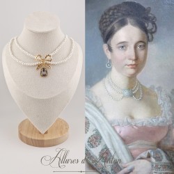 Collier Perles et Strass - Gris