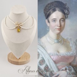 Collier Perles et Strass - Jaune